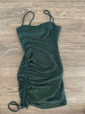 Windsor Emerald Sparkle Ruched Mini Dress